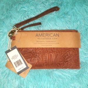 American Leather Co wristlet wallet with battery pack charger
